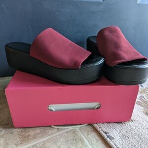 Nature Breeze Women's Platform Slide Mules in Wine